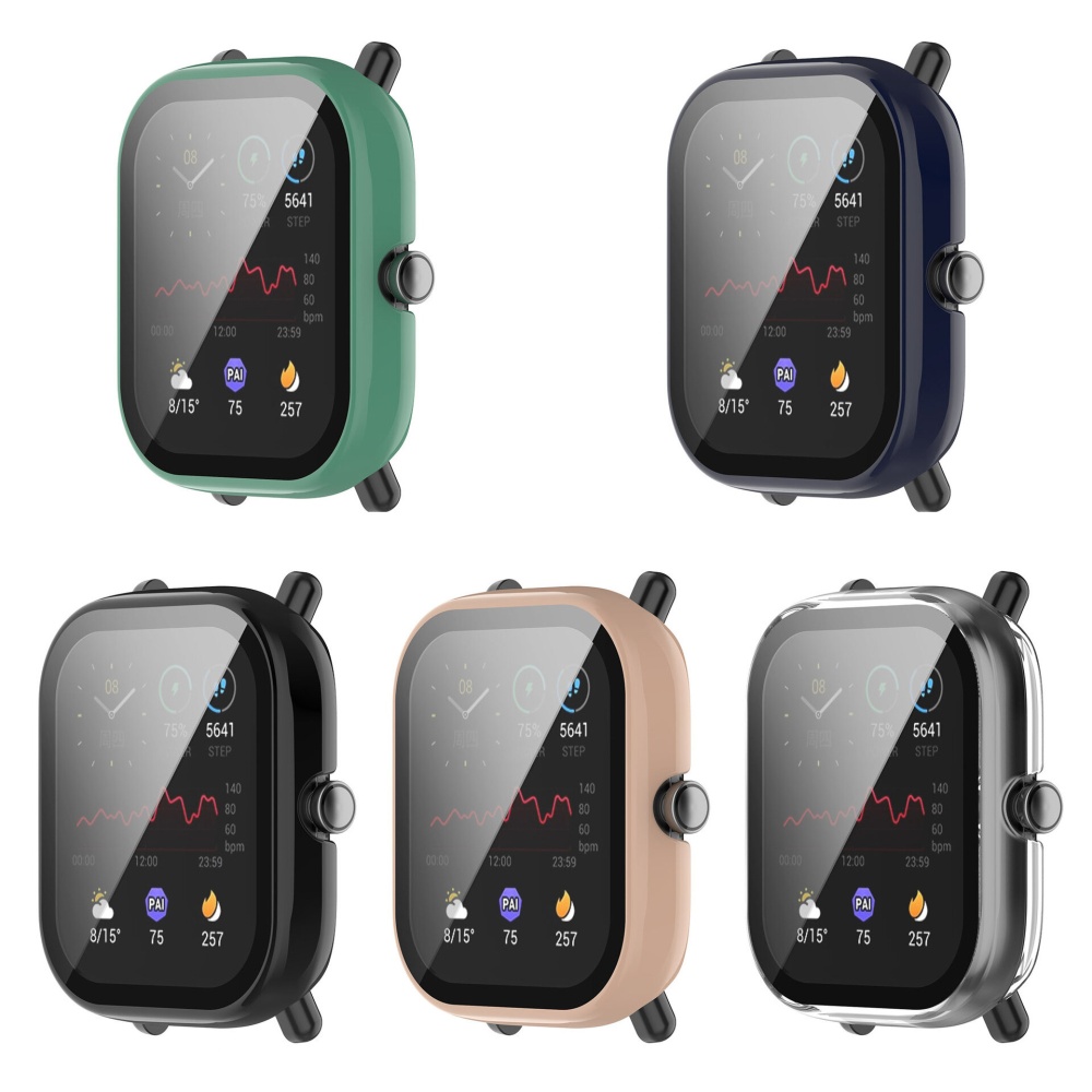 Bakeey Colorful Shockproof Anti-Scratch PC + HD Clear Tempered Glass Full Cover Watch Case Cover for Huami Amazfit GTS 2 Mini - Black
