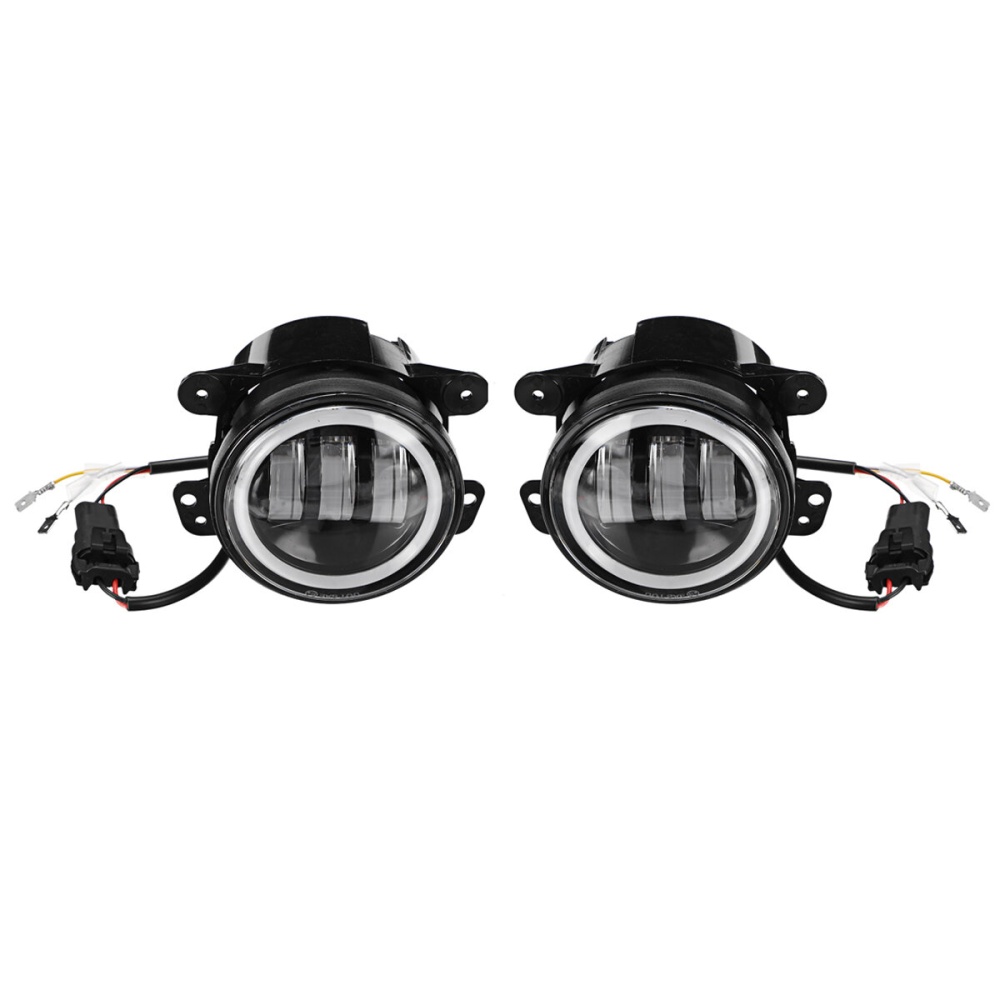 Pair 4 inch 30W 3000lm LED Fog Lights Halo Angel DRL Driving Lamps For Jeep Wrangler JK TJ - Image 2