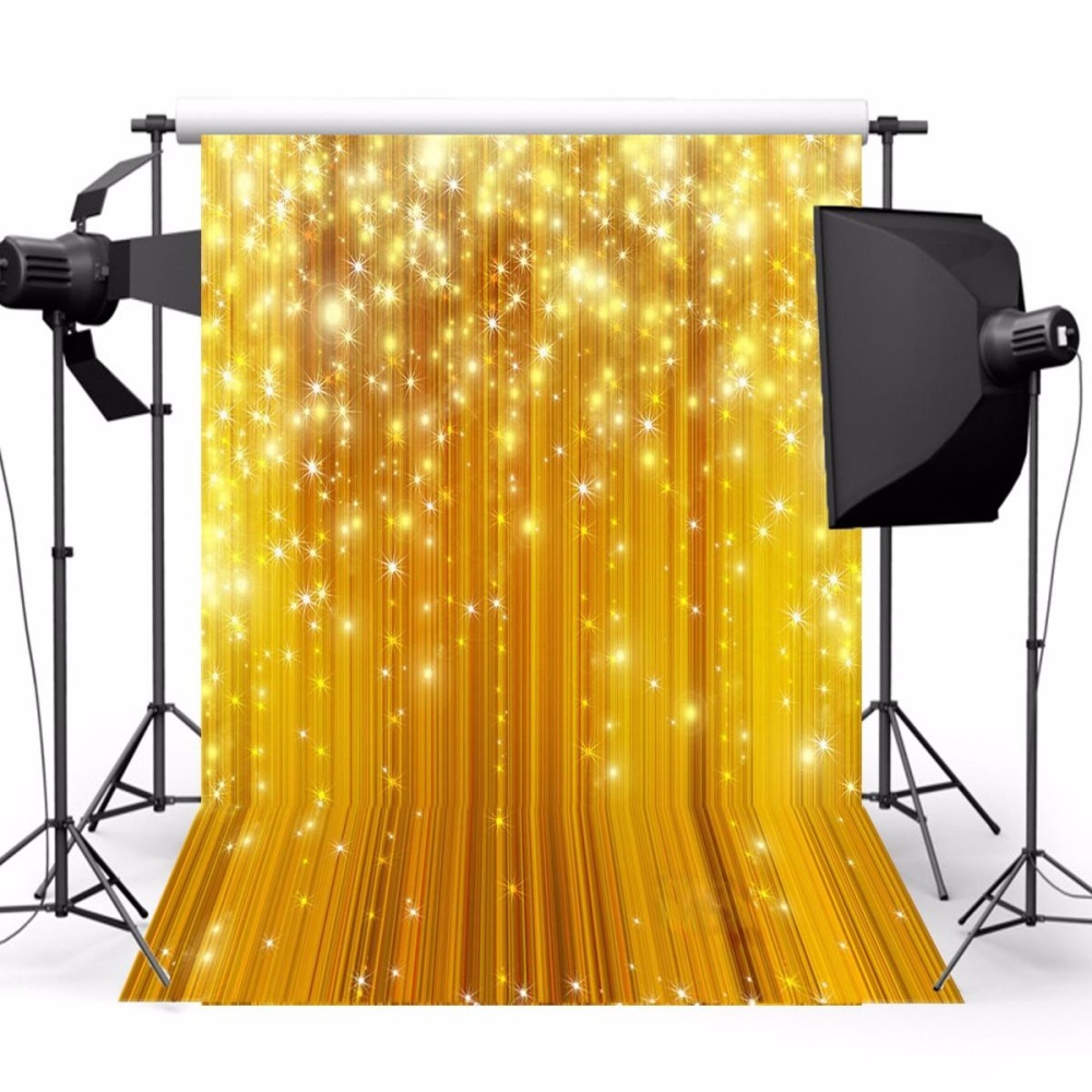 5x7FT Gold Glitter Vinyl Studio Photography Backdrop Props Photo Background - Image 2