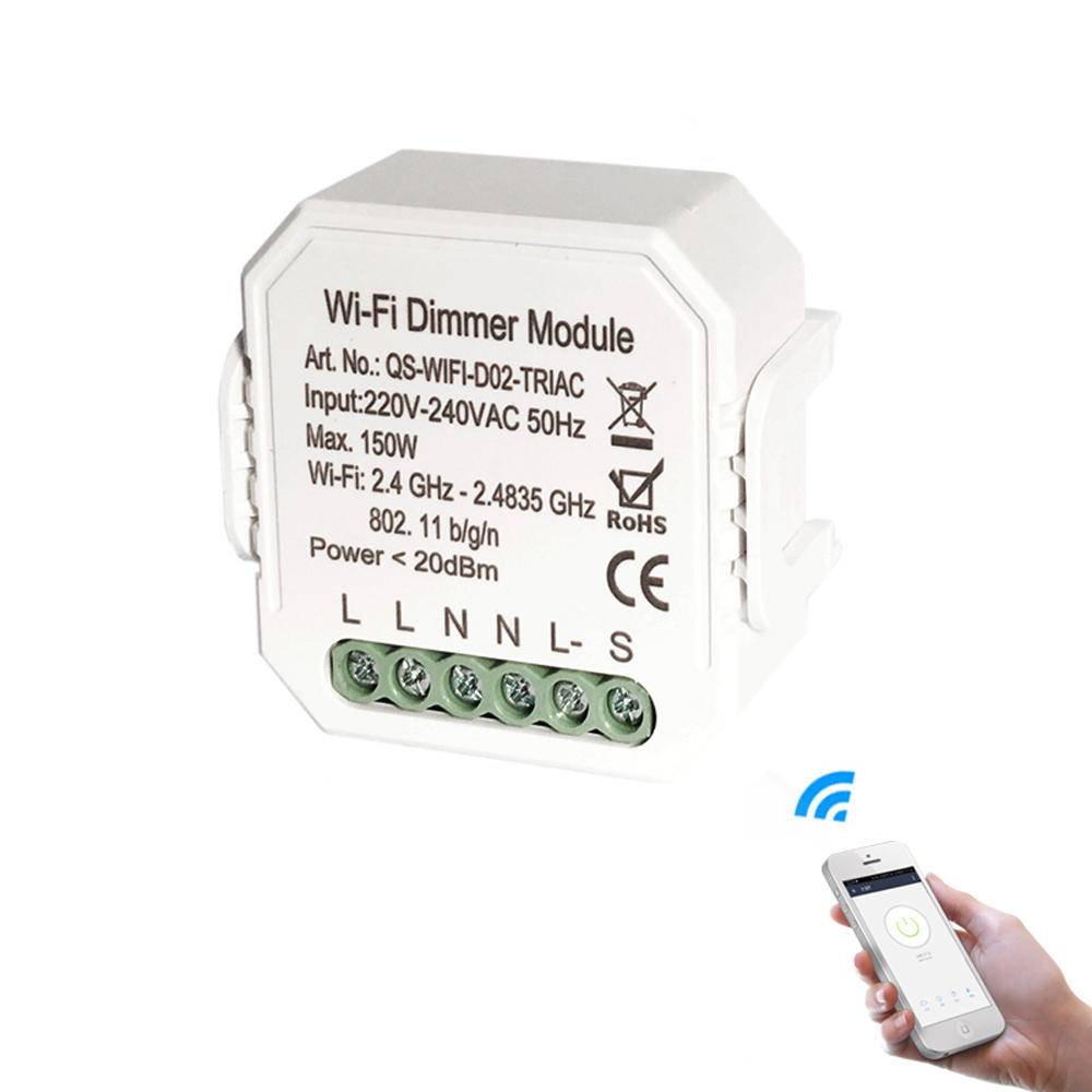 QS-WIFI-D02-TRIAC DIY Smart WiFi Light LED Dimmer Switch Smart Life/Tuya APP Remote Control 1/2 Way Switch Works With Alexa Echo Google Home