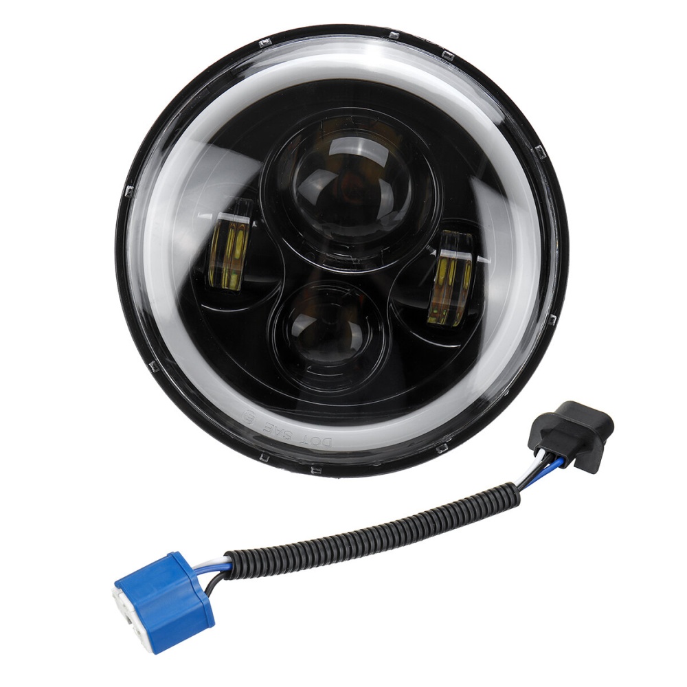 5.75" Round LED Headlight Blue Halo Ring Angel Eyes For Jeep Wrangler JK TJ LJ CJ - Image 2