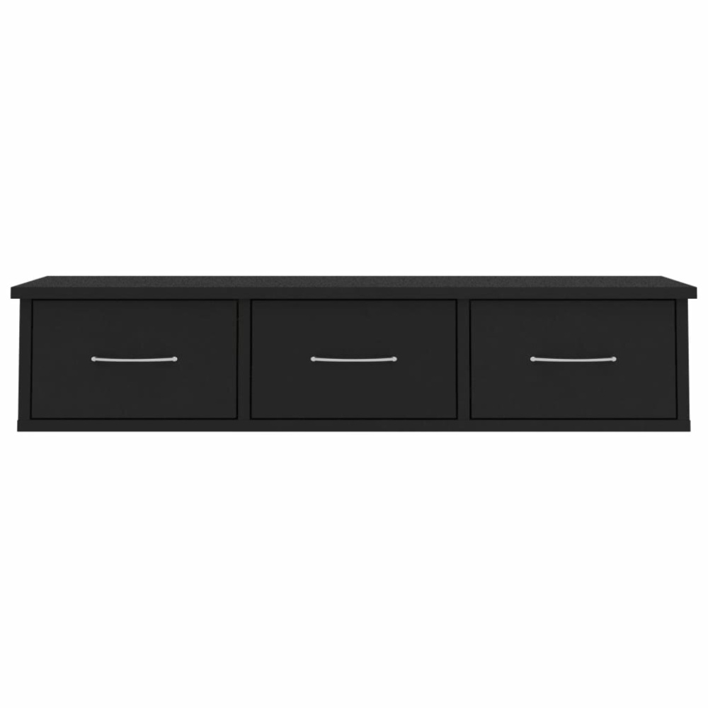 Wall-mounted Drawer Shelf Black 34.6"x10.2"x7.2" Chipboard - Image 2