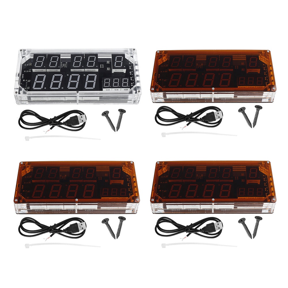 Large-screen Voice Clock Kit High-precision Clock Electronic DIY Welding Training Kit - Transparent Blue