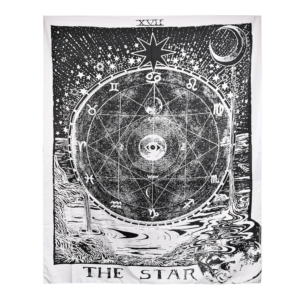 210cm Sun Star Moon Tarot Tapestry Hippie Wall Hanging Blanket Room Home Decor - Moon - Image 2