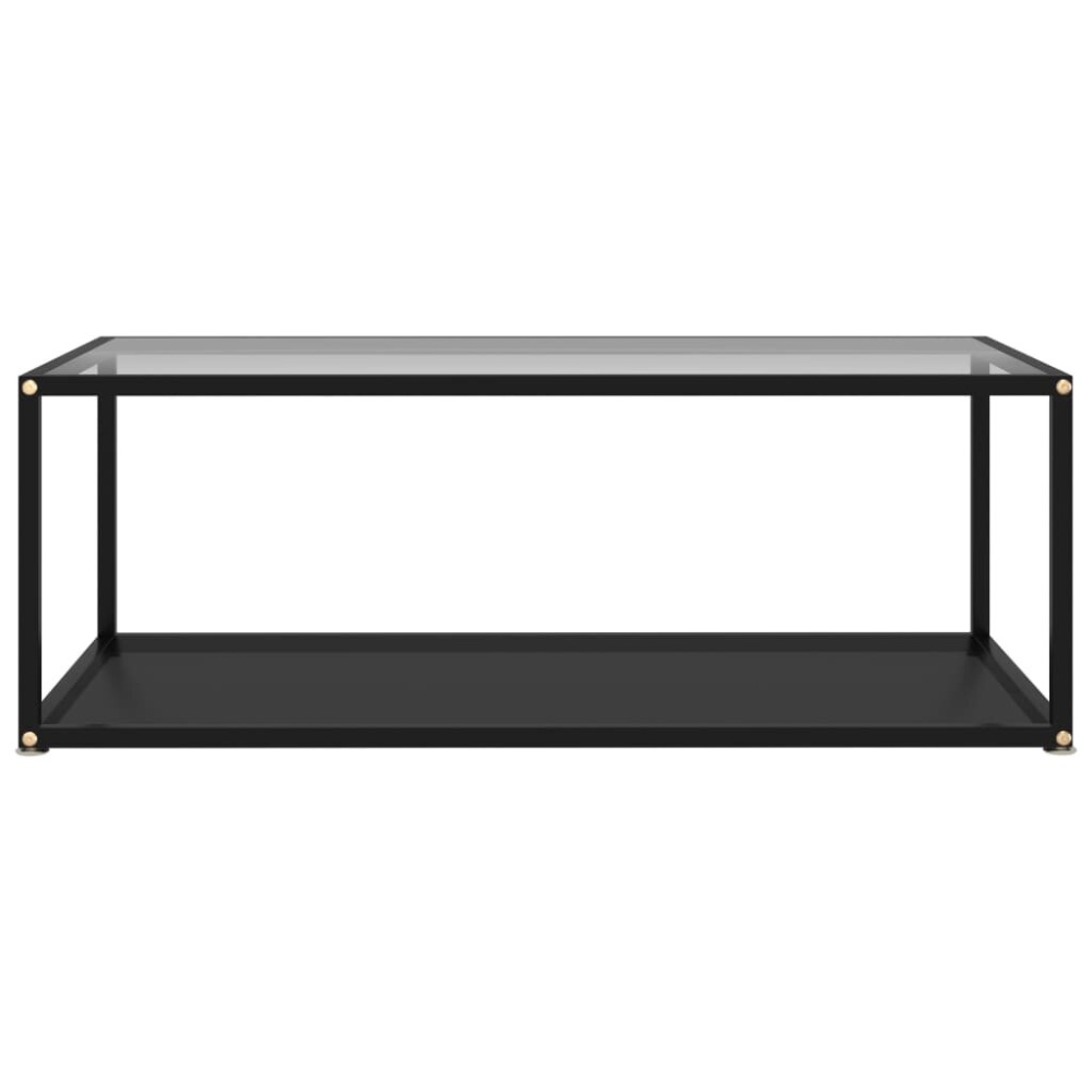 Tea Table Transparent and Black 39.4"x19.7"x13.8" Tempered Glass - Image 2