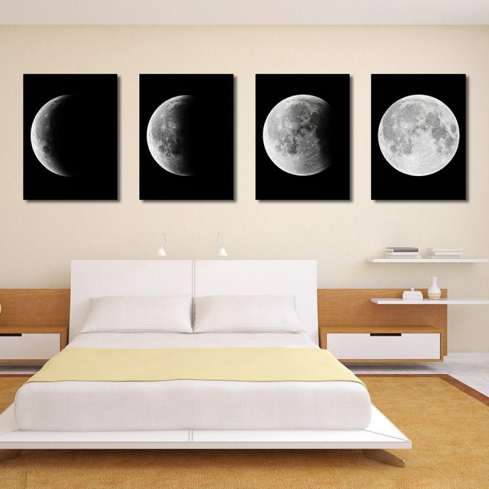 Miico Hand Painted Four Combination Decorative Paintings Gradient Moonlight Wall Art For Home Decoration - Image 2