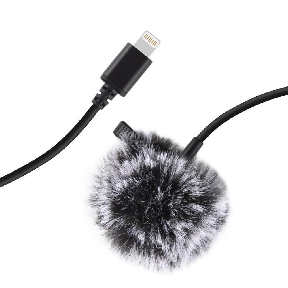 PULUZ Mini 1.5m 8Pin Jack Lavalier Wired Condenser Recording Microphone for Live Vlog Phone - Image 2