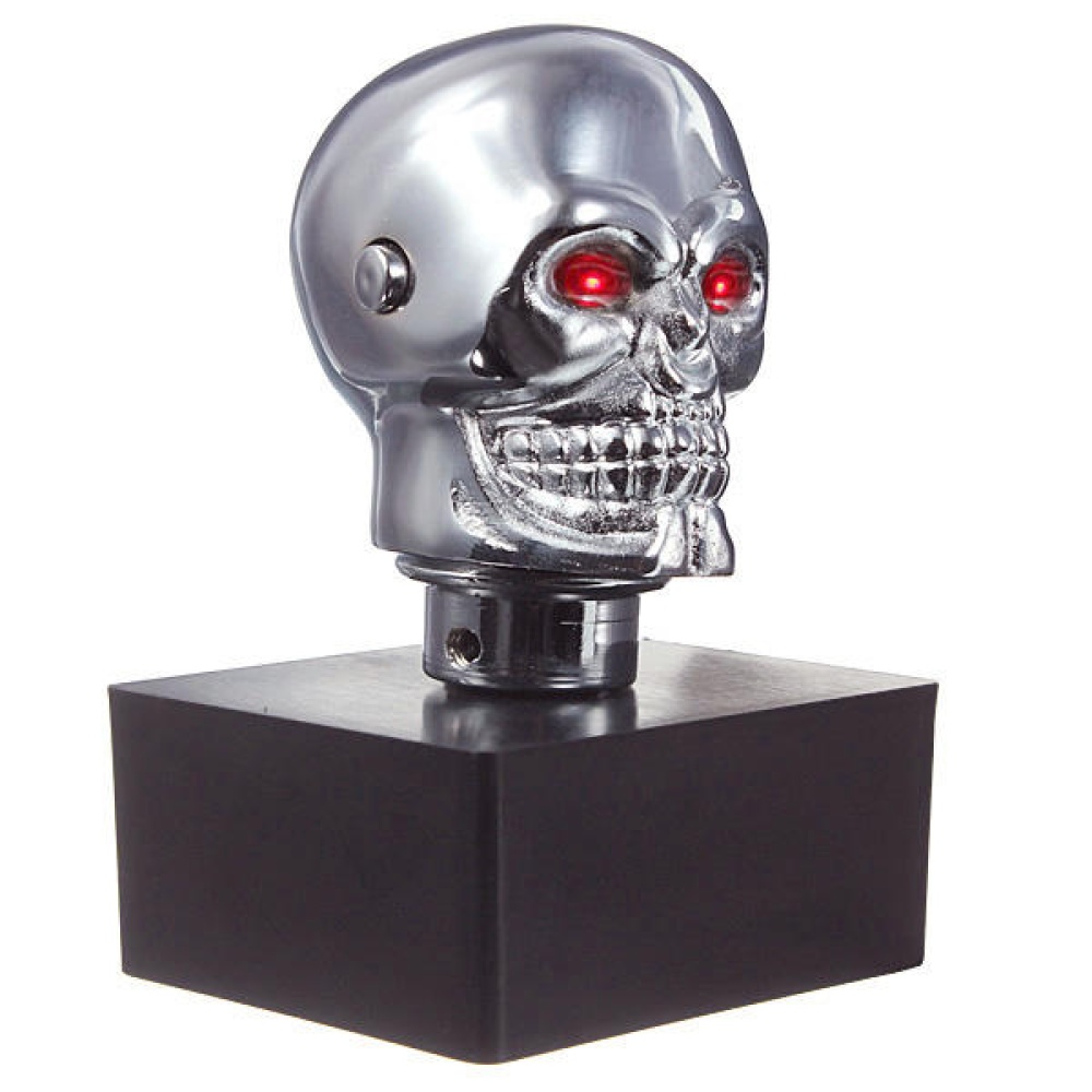 Car Chrome Skull Auto Manual Gear Stick Shift Knob Lever Universal - Red