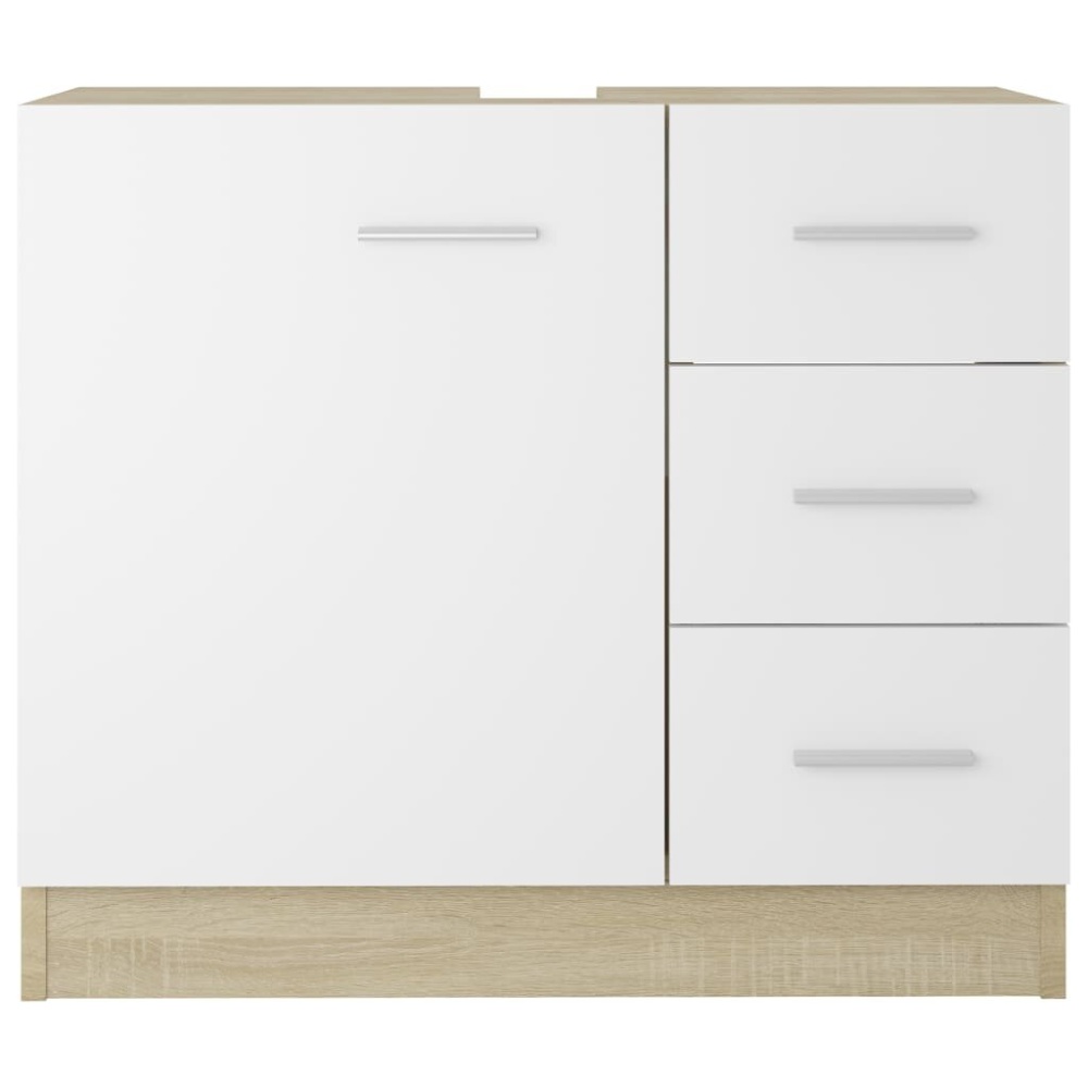 Sink Cabinet White and Sonoma Oak 24.8"x11.8"x21.3" Chipboard - Image 2