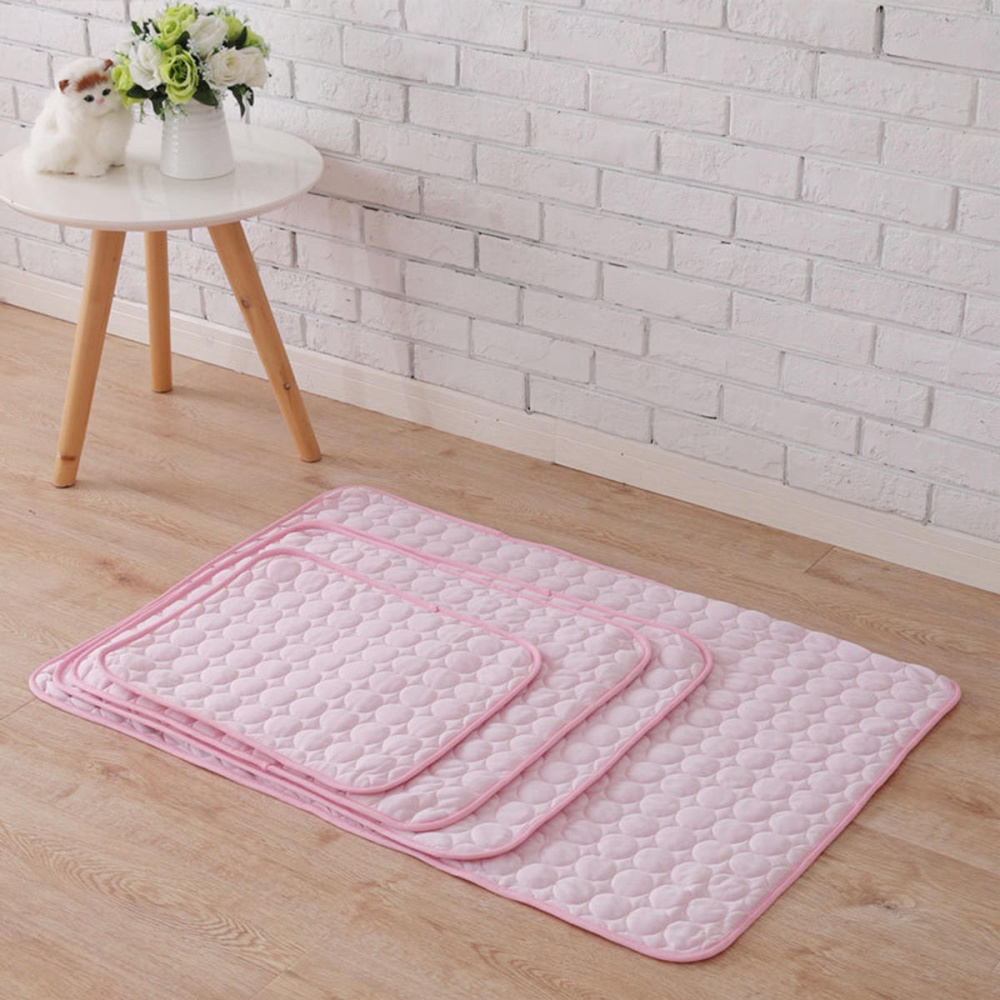 Pink Dog Pet Cat Cooling Mat Summer Cool Bed Pad Cushion Heat Relief Net Cotton Pet Carpet - L - Image 2