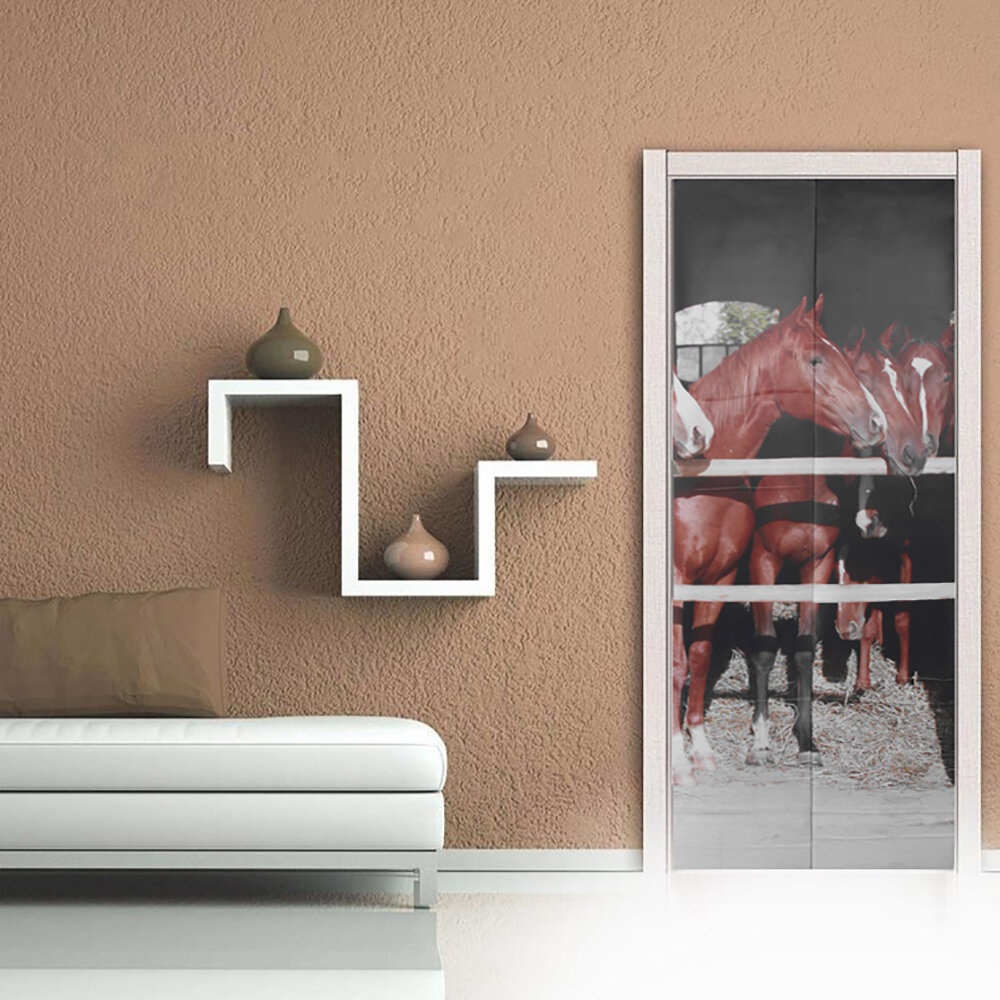 3D Creative Horse Door Wall Sticker Decals Self Adhesive Mural Home Art Decor - Image 2