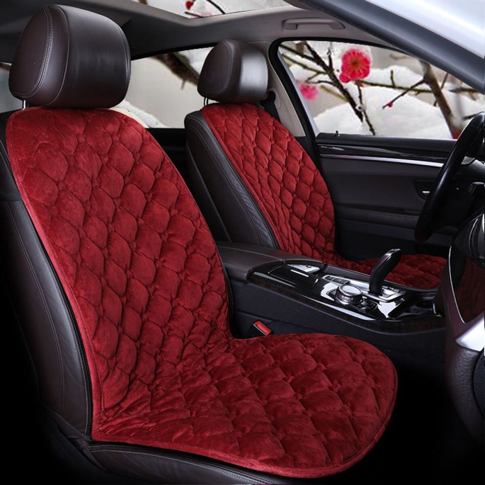 1PC Car Warm Seat Cushion Winter Plush Comfortable Universal Seat Protection Pad - Black - Image 2