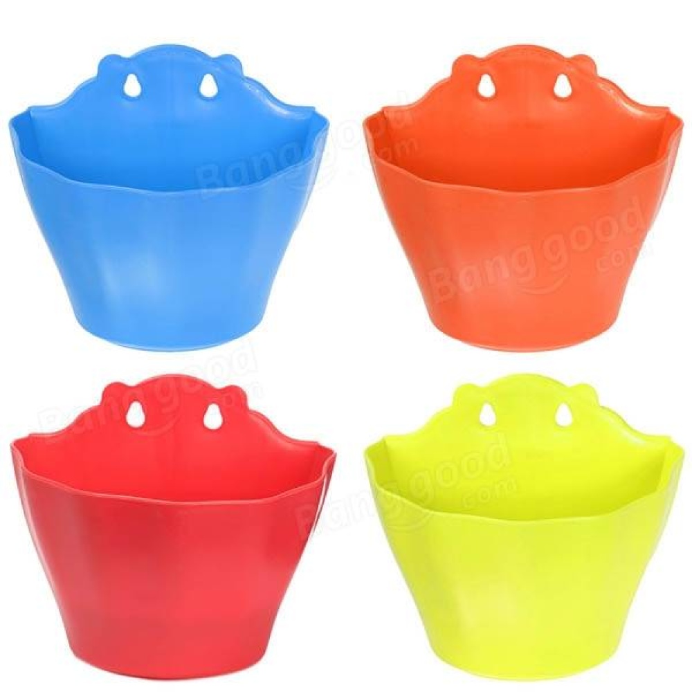 Wall-mounted Multicolor Plastic Flower Pot Garden Balcony Potted Plant Flower Pot - Orange - Image 2