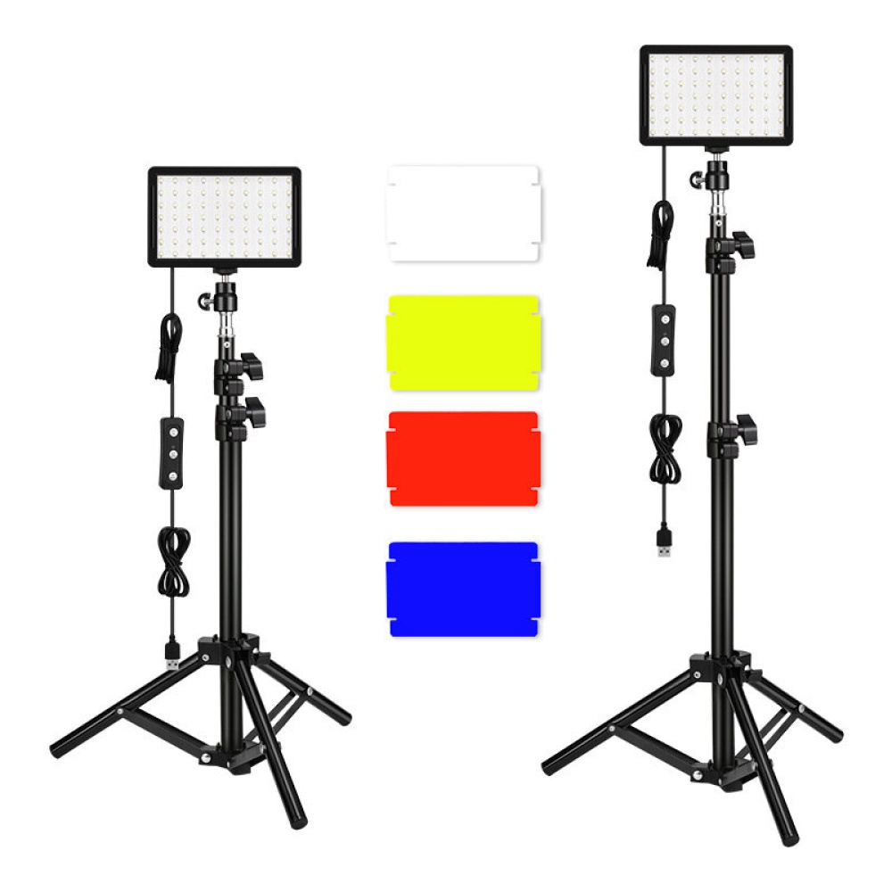 Lampe video ALTSON XK-70D 70 LED avec trepied reglable/filtres de couleur Kit d'eclairage de Studio USB 5600K pour la photographie