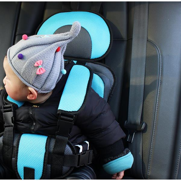 Adjustable Portable Simple Car Baby Child Safety Seat 0-12 Year Old Thickening Sponge Car Seat - Off-white - Image 2