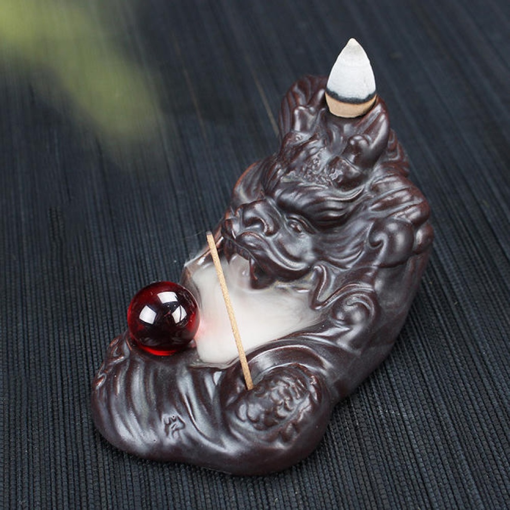 Ceramic Backflow Incense Cone Burner Stick Holder Dragon Fragrant Smoke Backflow Censer Home Decor - Image 2