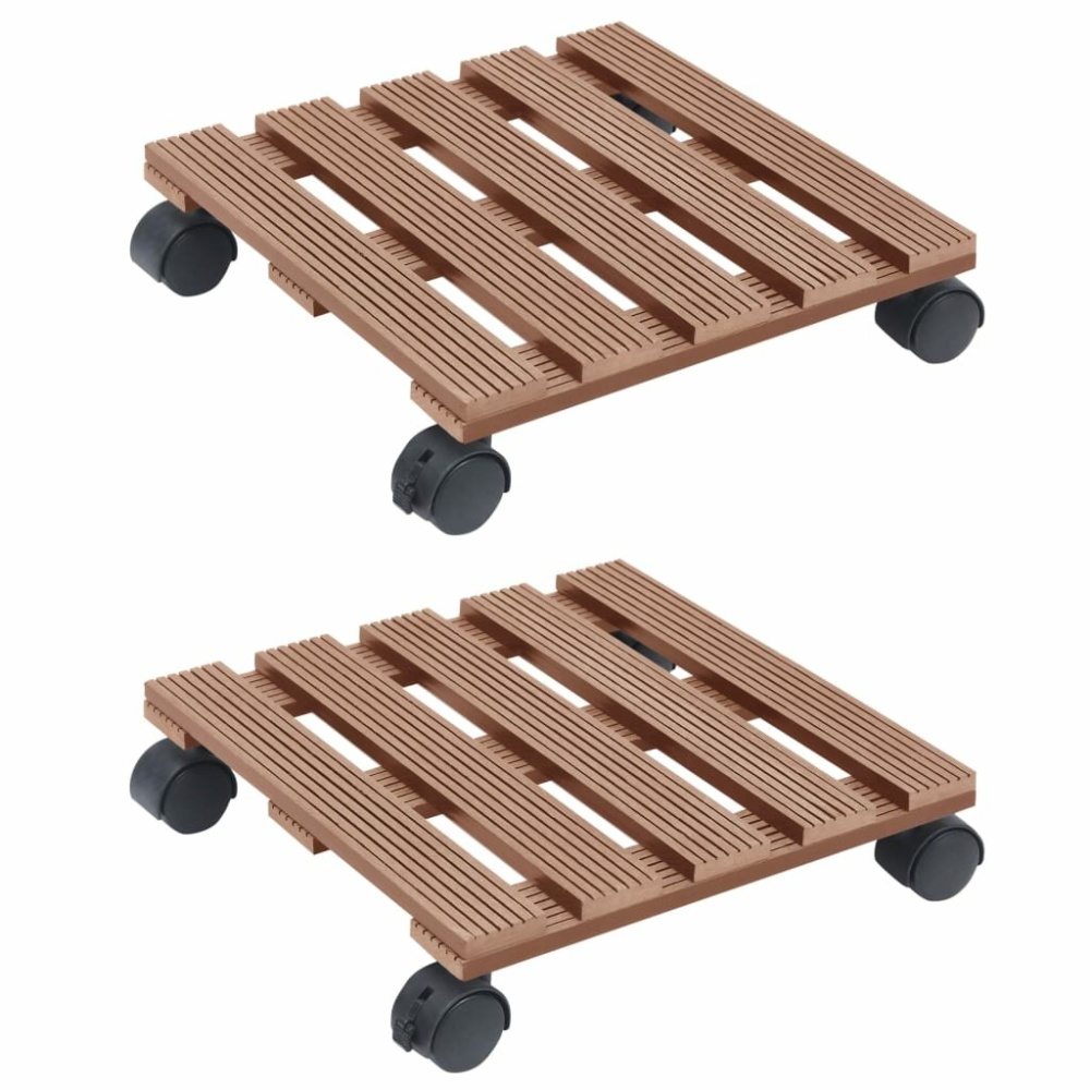 Plant trolleys 2 pc 30x30x7.5 cm HKC brown - Image 2