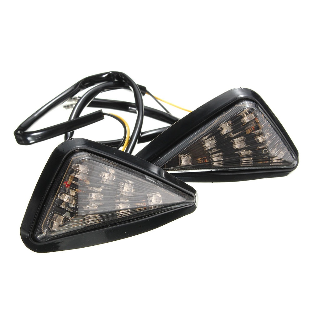 Pair Motorcycle 11 LED Turn Signals Lights Indicators Triangle Abmer - Clear - Image 2