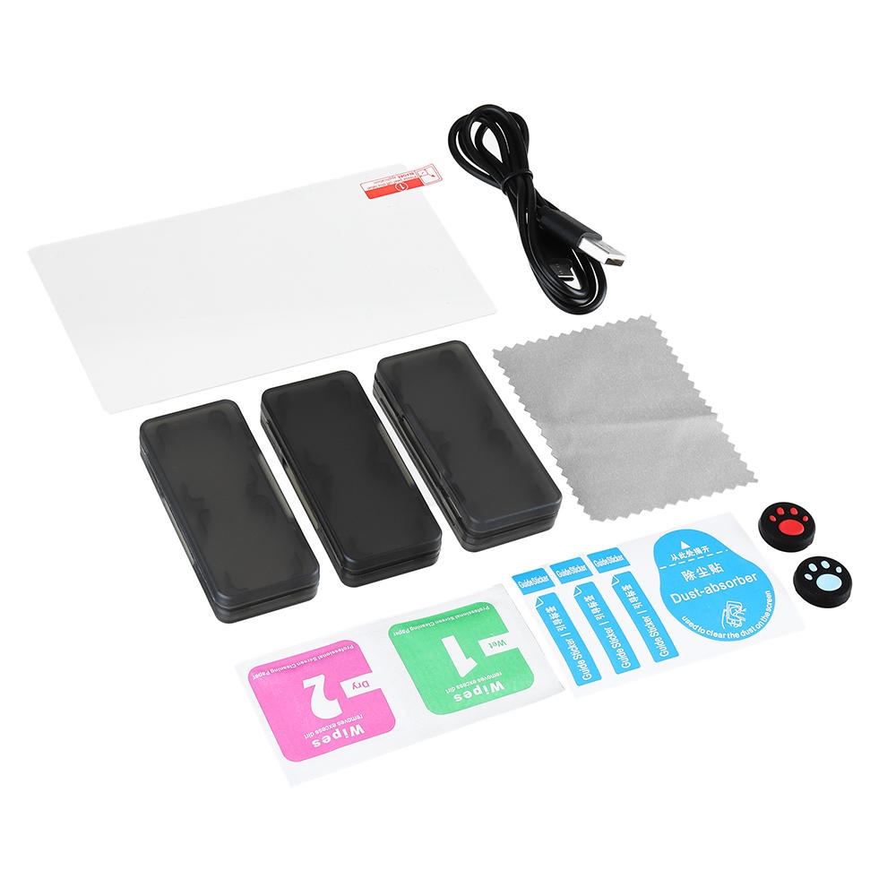 iPega PG-SL001 9-in-1 Set Storage Bag Game Card Box for Switch Lite Console Cleaning Tempered Film Rocker Cap Type-C Charging Cable - Image 2