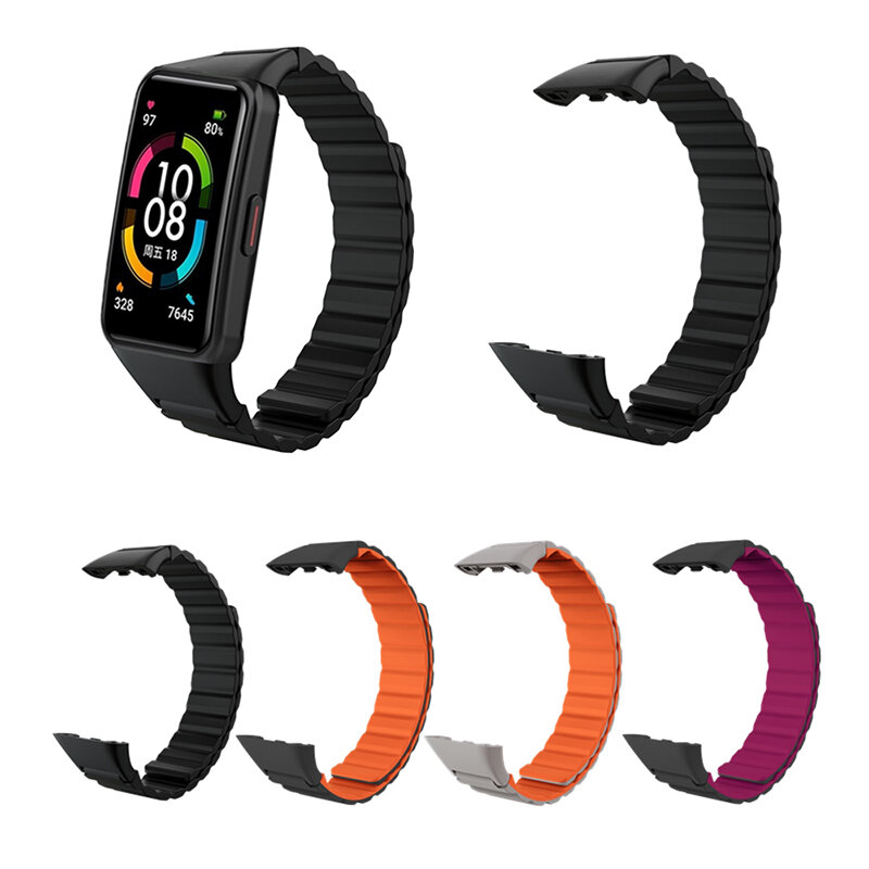 Bakeey Colorful Silicone Watch Band Strap Replacement for Huawei Band 6 / Honor Band 6 - Black