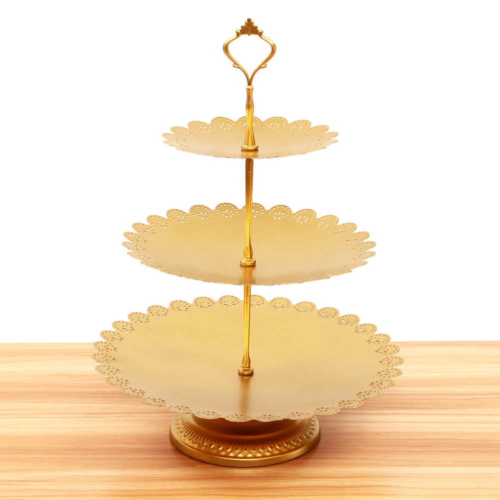 4Pcs Set Vintage Metal Wedding Cupcake Stand Cake Dessert Holder Display Decorations Cake Stand - white - Image 2