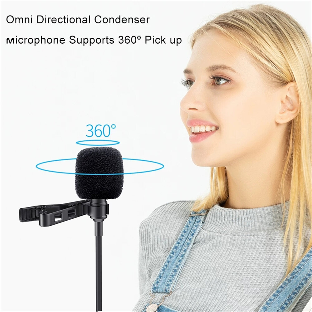 MAMEN KM-D1 Wired microphone Clip-on Lapel microphone CVC Noise Reduction 8M Cable 3.5MM Plug Mini Condenser Mic for Meeting Broadcast Vlogging Recor - Image 2