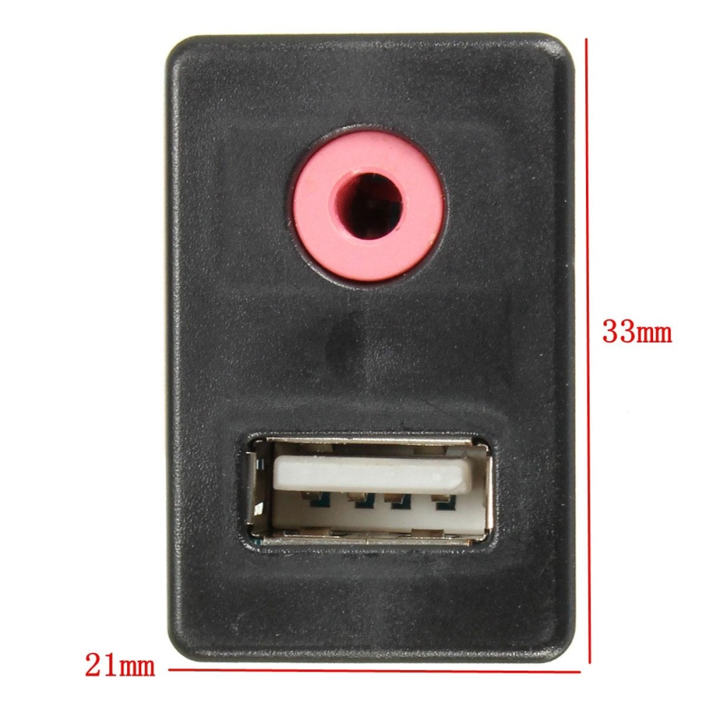 Car 3.5mm USB AUX Headphone Male Jack Flush Mount Mounting Adapter Panel Input - Image 2