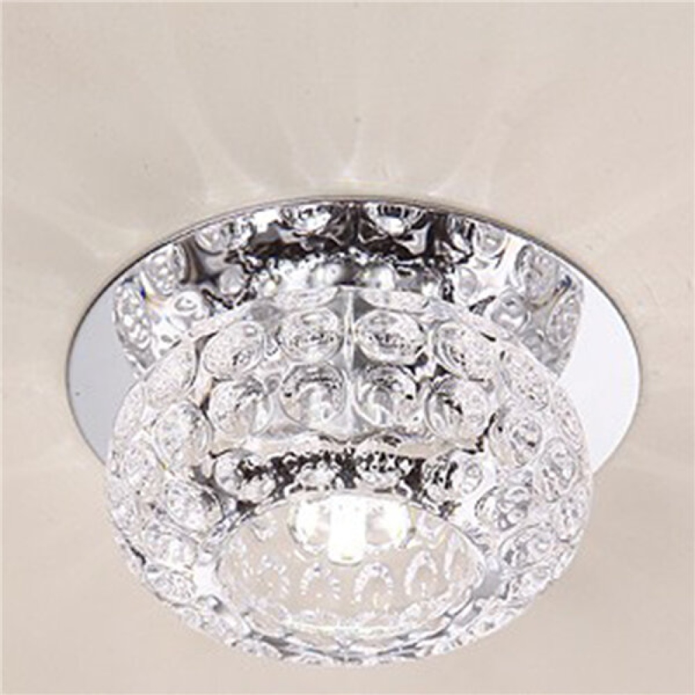 3W 5W Modern Round Shape Warm White Pure White Crystal LED Ceiling Light Chandelier Downlight - 3W Pure white - Image 2