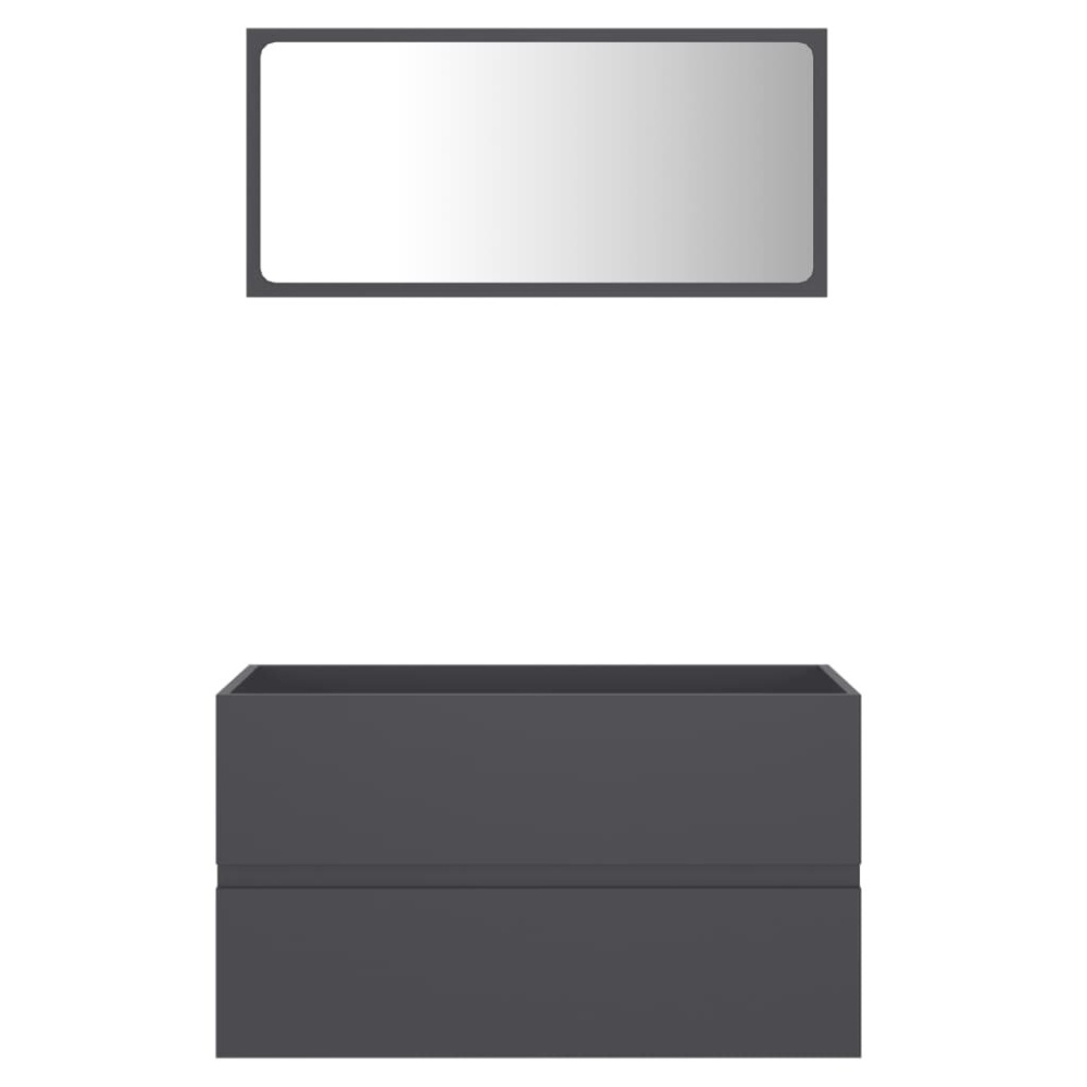 2 Piece Bathroom Furniture Set Gray Chipboard - Image 2