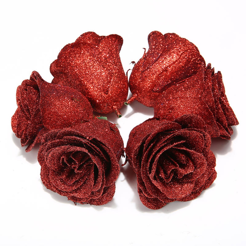 30PCS Artificial Rose Flower Crystal Gold Powder Valentine's Day Party Gift Decorations - Gold - Image 2