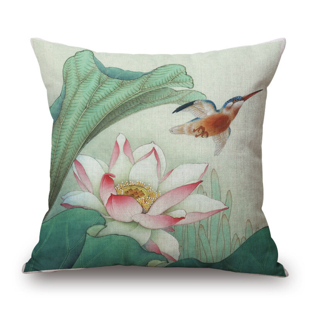 Honana WX-D1 45x45cm Vintage Lotus Flower Cotton Linen Throw Pillow Case Waist Cushion Cover - 5 - Image 2