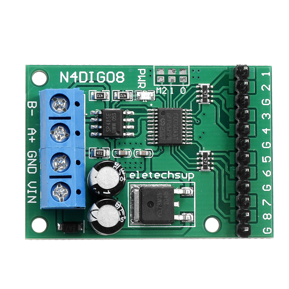 DC6-24V 8CH RS485 N4DIG08 TTL Modbus RTU Control Module NPN PNP Digital Switch Quantity Acquisition Control - With terminal