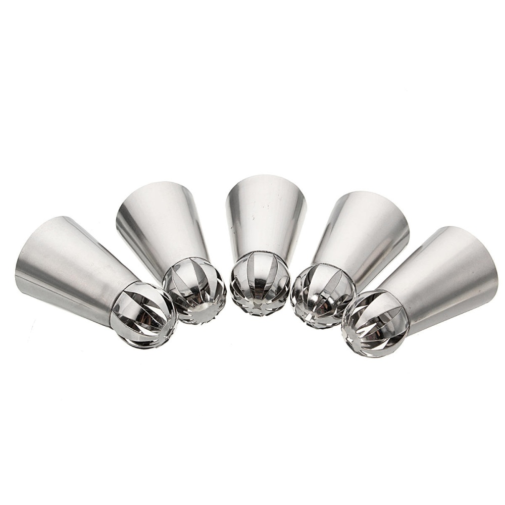 5pcs Stainless Steel Sphere Ball Icing Piping Nozzle Cup Cake Pastry Tips Decor - Image 2