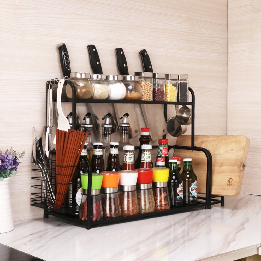 2/3 Layer Kitchen Storage Stand Holders & Racks Kitchen Shelf Holder Tool Flavoring Spice Rack - 2 Layers - Image 2