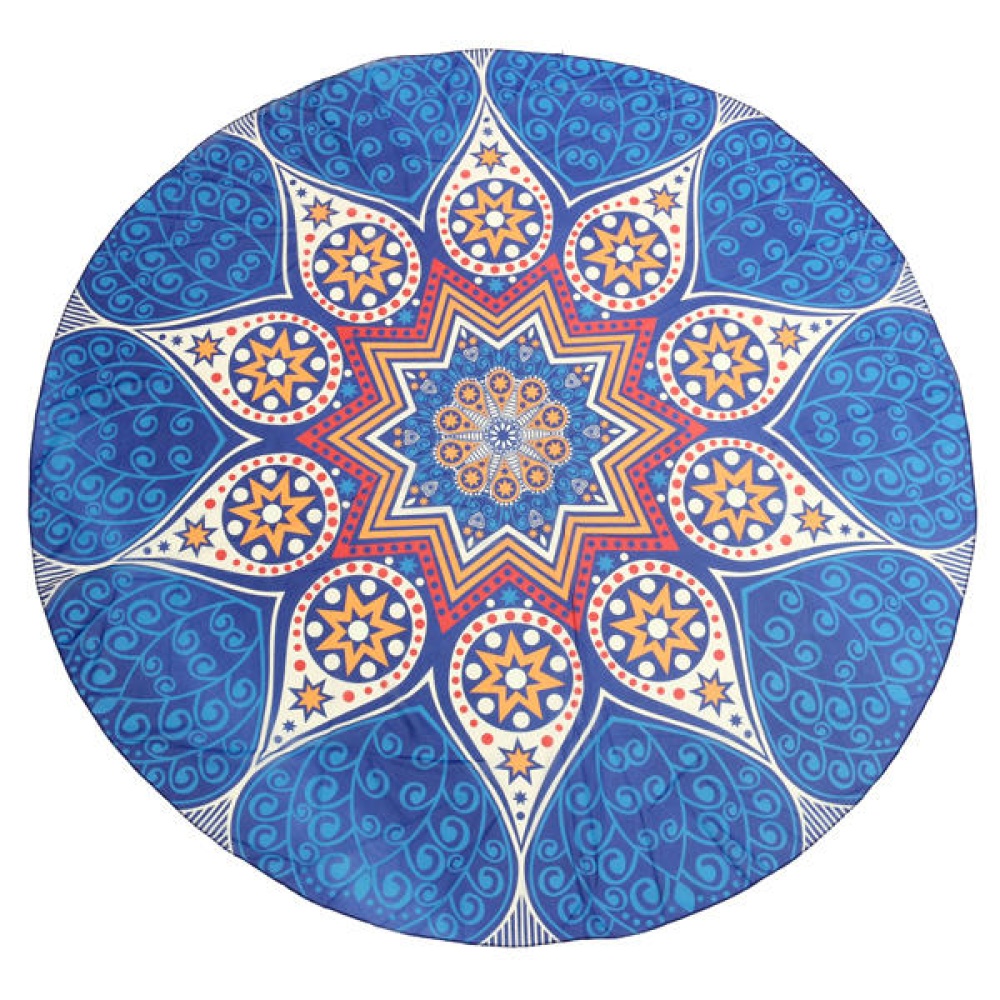 145cm Round Blue Fish Print Thin Chiffon Beach Shawl Mat Mandala Tablecloth Bed Sheet Tapestry - Image 2