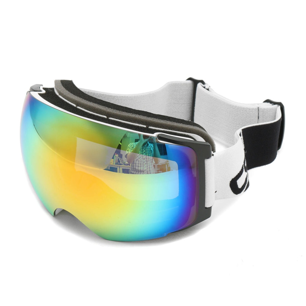 Double Lens Snowboard Ski Goggles Magnet UV Protection Anti Fog White Frame - Image 2