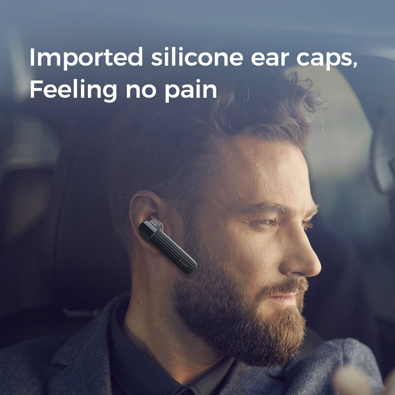 Joyroom JR-B01 bluetooth Wireless Earphone HD Call Dynamic DSP Noise Reduction Headphones Single Detachable Business Sports Headset with Mic - White - Image 2