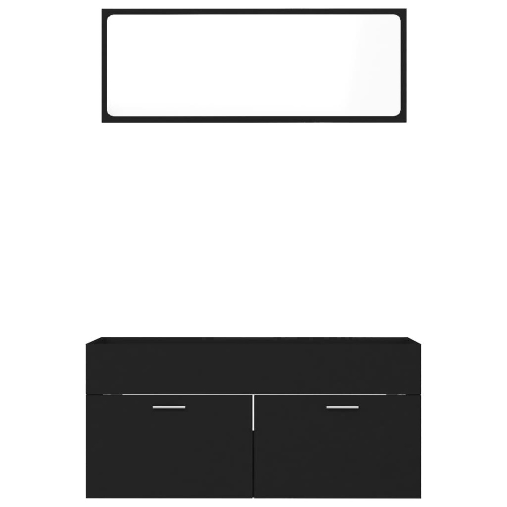 2 Piece Bathroom Furniture Set Black Chipboard - Image 2