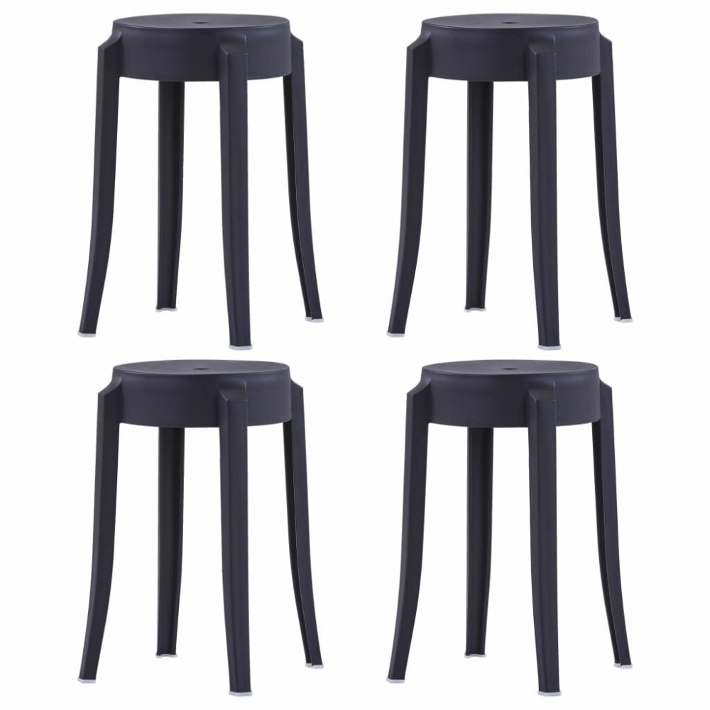 Stools stackable 4 pcs plastic black - Image 2