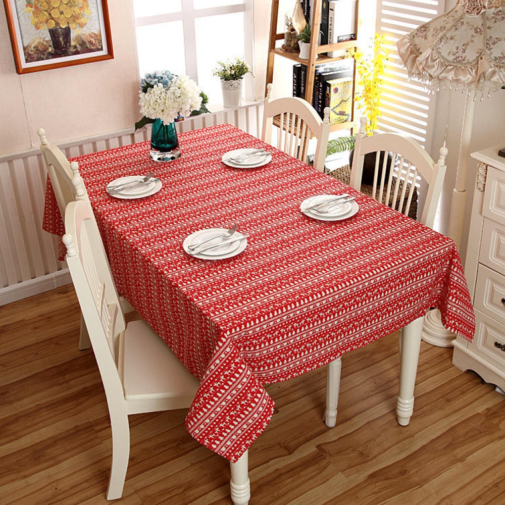 New Cartoon Tablecloth  Tree Deer Coffee Table Cloth Square Table Cloth Waterproof Picnic Mat Polyester Cotton  Tablecloth Cartoon White Table Cloth - Image 2