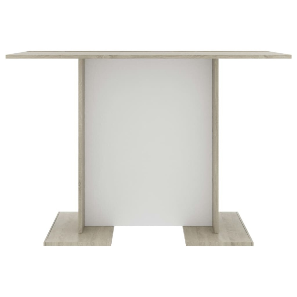 Dining Table White and Sonoma Oak 43.3"x23.6"x29.5" Chipboard - Image 2