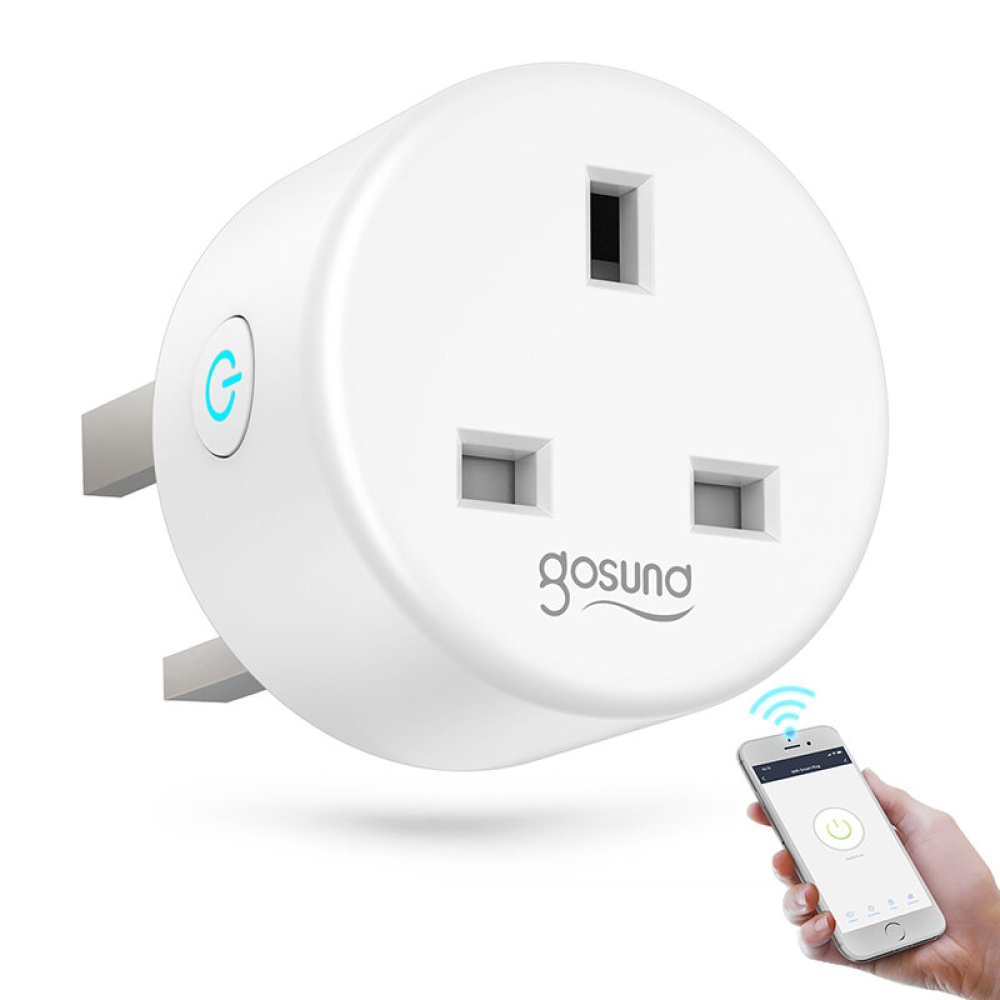 Gosund Smart Plug Socket Mini interrupteur de prise electrique 13A avec interrupteur de commande independant Fonction de synchronisation APP Telecommande Fonctionne avec Alexa et Google Home UK Plug - 1 PCS