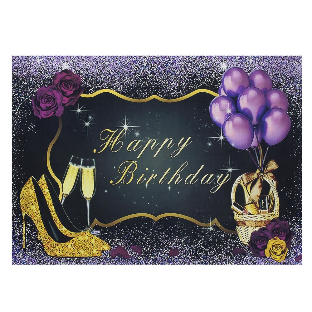 5x3FT 7x5FT 8x6FT Purple Rose Balloon Golden Happy Birthday Photography Backdrop Background Studio Prop - 0.9x1.5m - 150CM * 210CM - Image 2