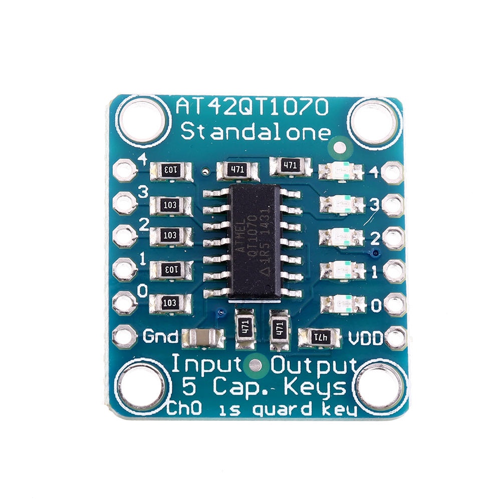 AT42QT1070 5-Pad 5 Key Capacitive Touch Screen Sensor Module Board DC 1.8 to 5.5V Power For Standalone Mode - Image 2