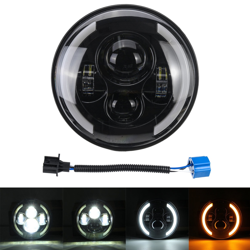 7" Motorcycle LED Projector Headlight Hi-Lo Beam Round For Jeep For Wrangler - Image 2