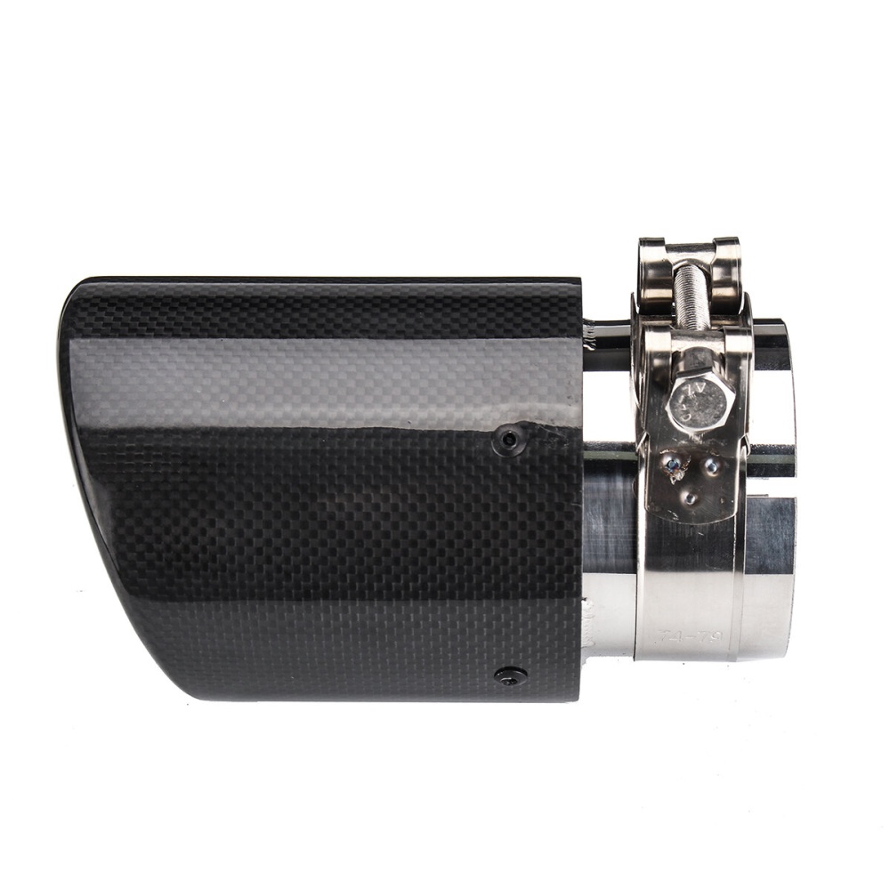 Car Exhaust Tip Glossy Black Carbon Fiber End Pipe Muffler Universal 80mm 101mm - Image 2