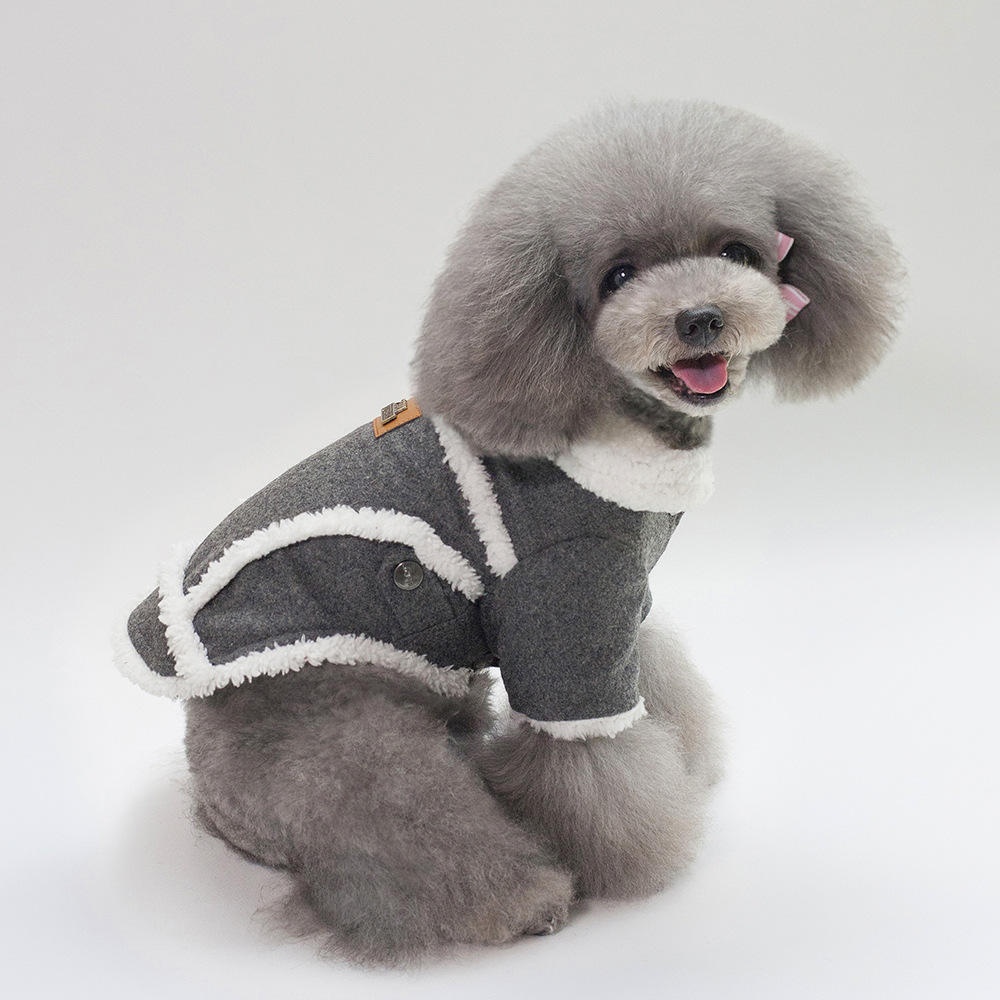 2018 Autumn Winter Pet Clothes Dog Woollen Coats - S Beige - Image 2