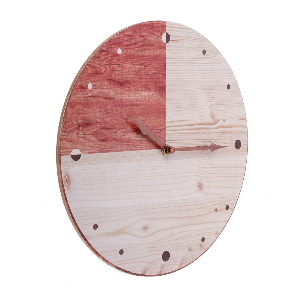 11'' Retro Round Wooden Wall Clock DIY Digital Round Room Home Office Bar Decor - Image 2