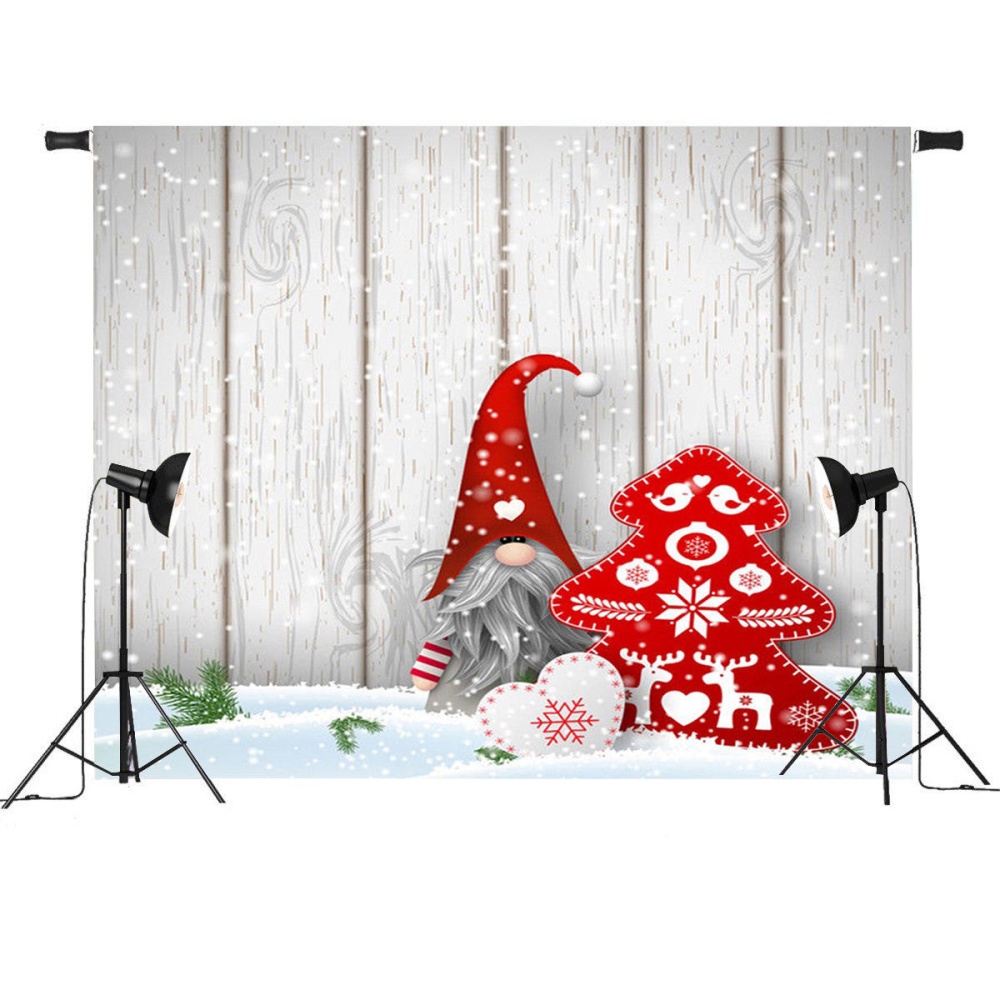 7x5FT Bande Dessinee Pere Noel Panneau en bois de Noel Photographie Toile de fond Studio Prop Fond