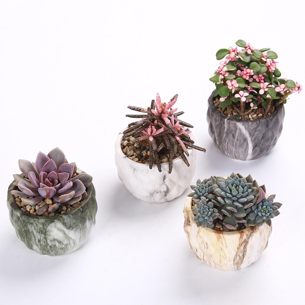 4Pcs/set Ceramic Natural Stone Style Flower Succulent Planting Pot Garden Decor - Image 2